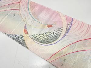 抽象孔雀模様織り出し　袋帯